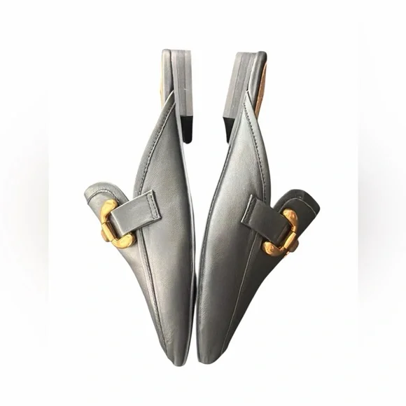 Bibi Lou Black Mule Loafers Gold Bit Detail Size 37 New - Picture 10 of 10